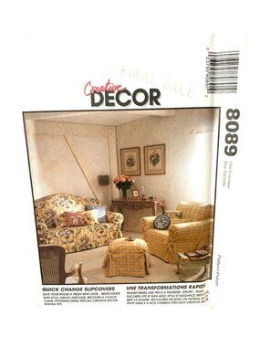 McCalls 8089 Sewing Pattern Creative Decor Quick Change Slipcovers Sofa Chair